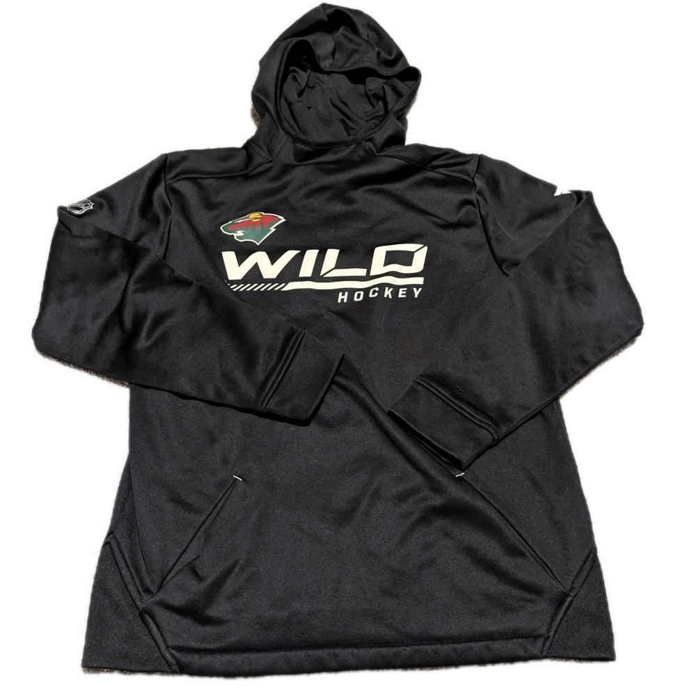 Fanatics Minnesota‎ Wild Hoodie Youth Large Black Sweatshirt Pullover Fleece NHL